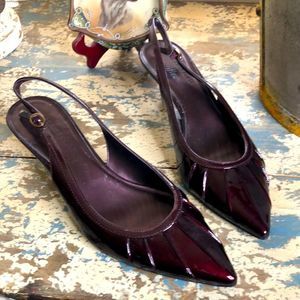 Anne Klein iflex deep burgundy patent leather sling back kitten heel shoes